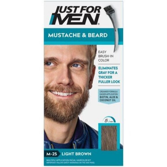 Just For Men Mustache & Beard Brush-In Color Gel M-25 Light Brown 3Pk - Picture 9 of 12